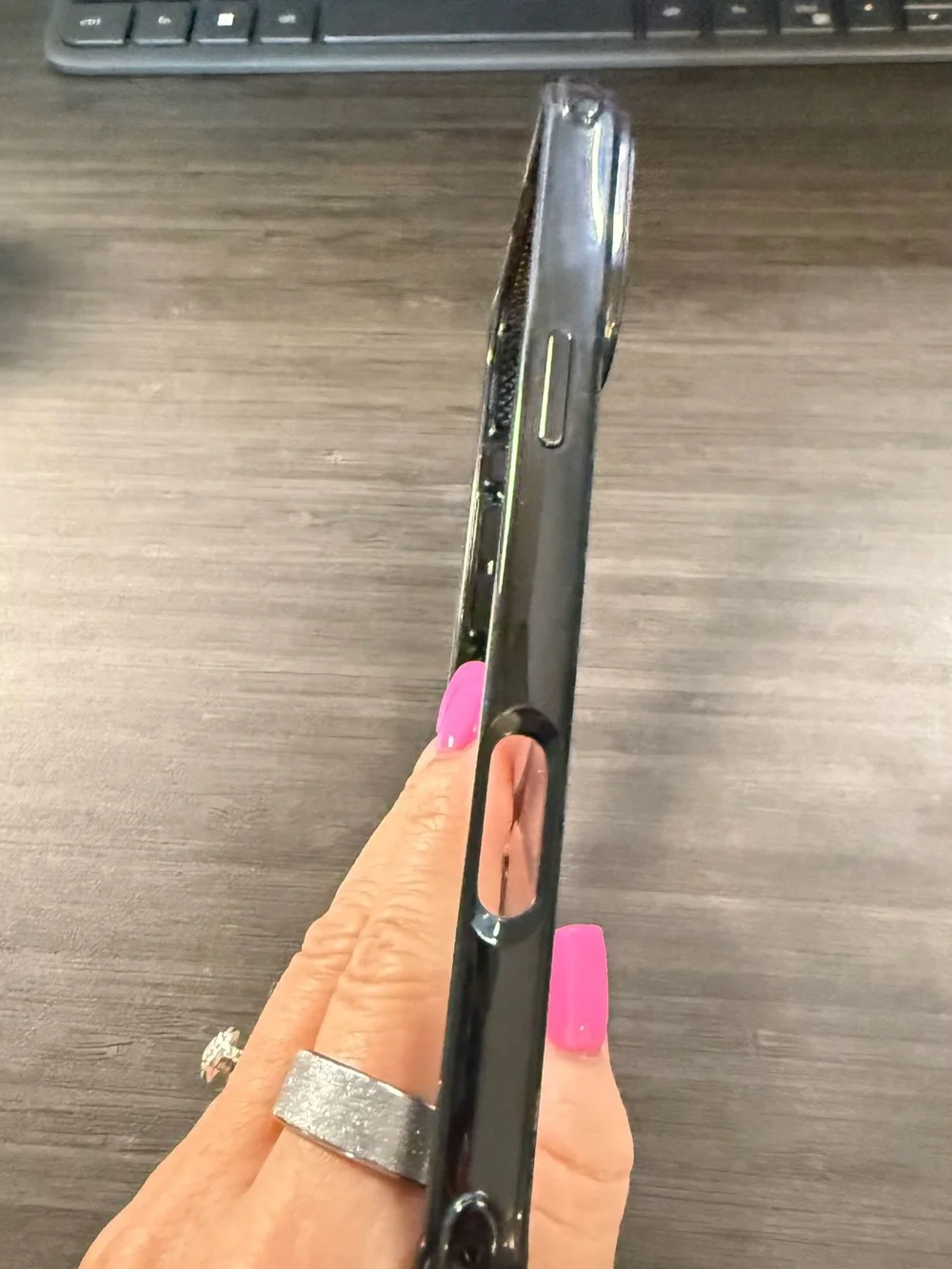 MagSafe-Compatible Clear Phone Case with Black Accents